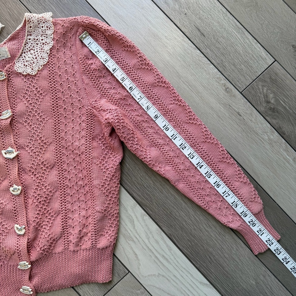 Día North Of Boston 1987 Vintage Cardigan With Teapots & Teacups Buttons - Picture 5 of 10